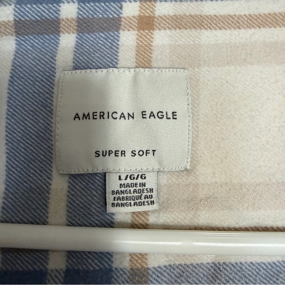American Eagle Outfitters Blue and Tan Checkered Shirt Jacket - Picture 4 of 4